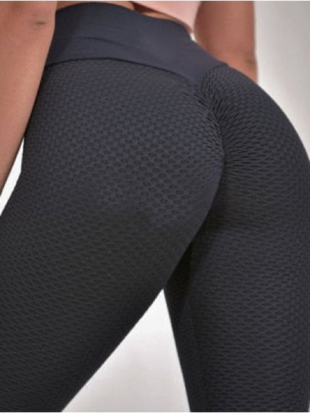Textured High-Waist Scrunch Leggings - Charcoal